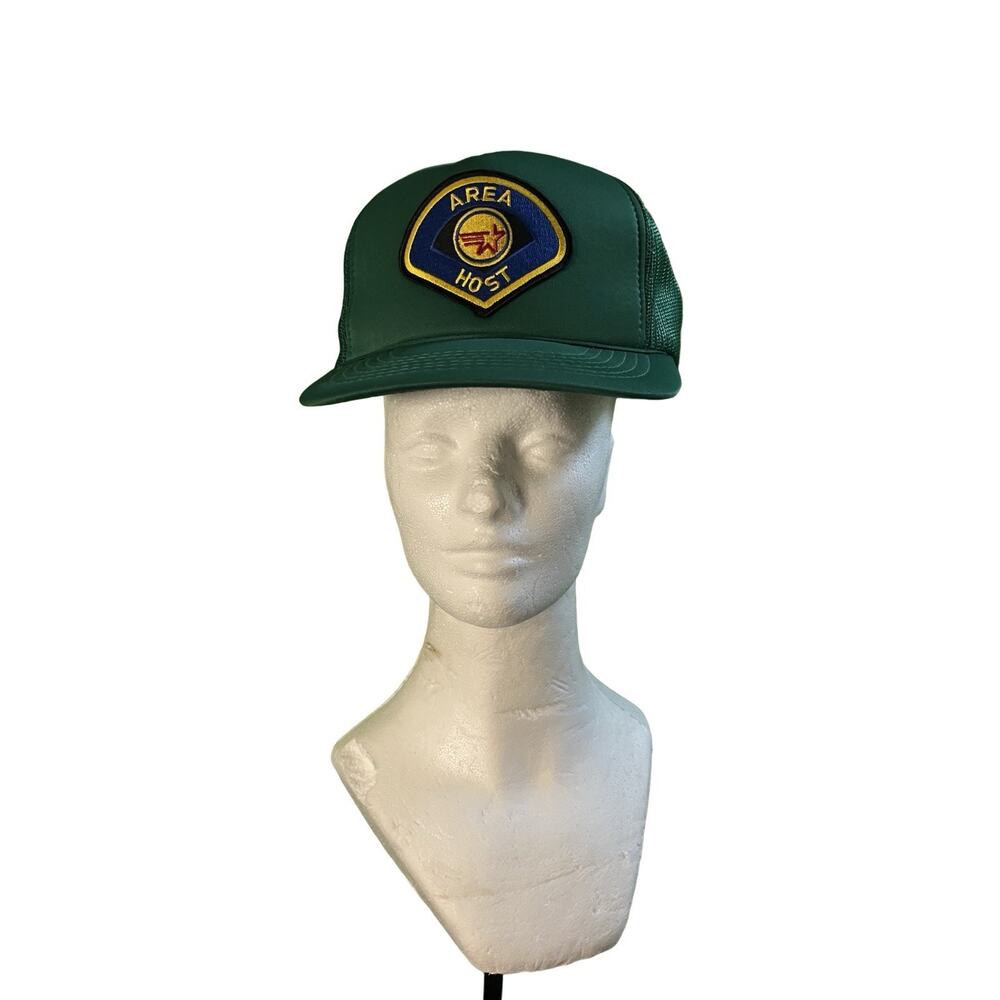Vintage Area Host Trucker Hat Green Mesh SnapBack Patch Cap